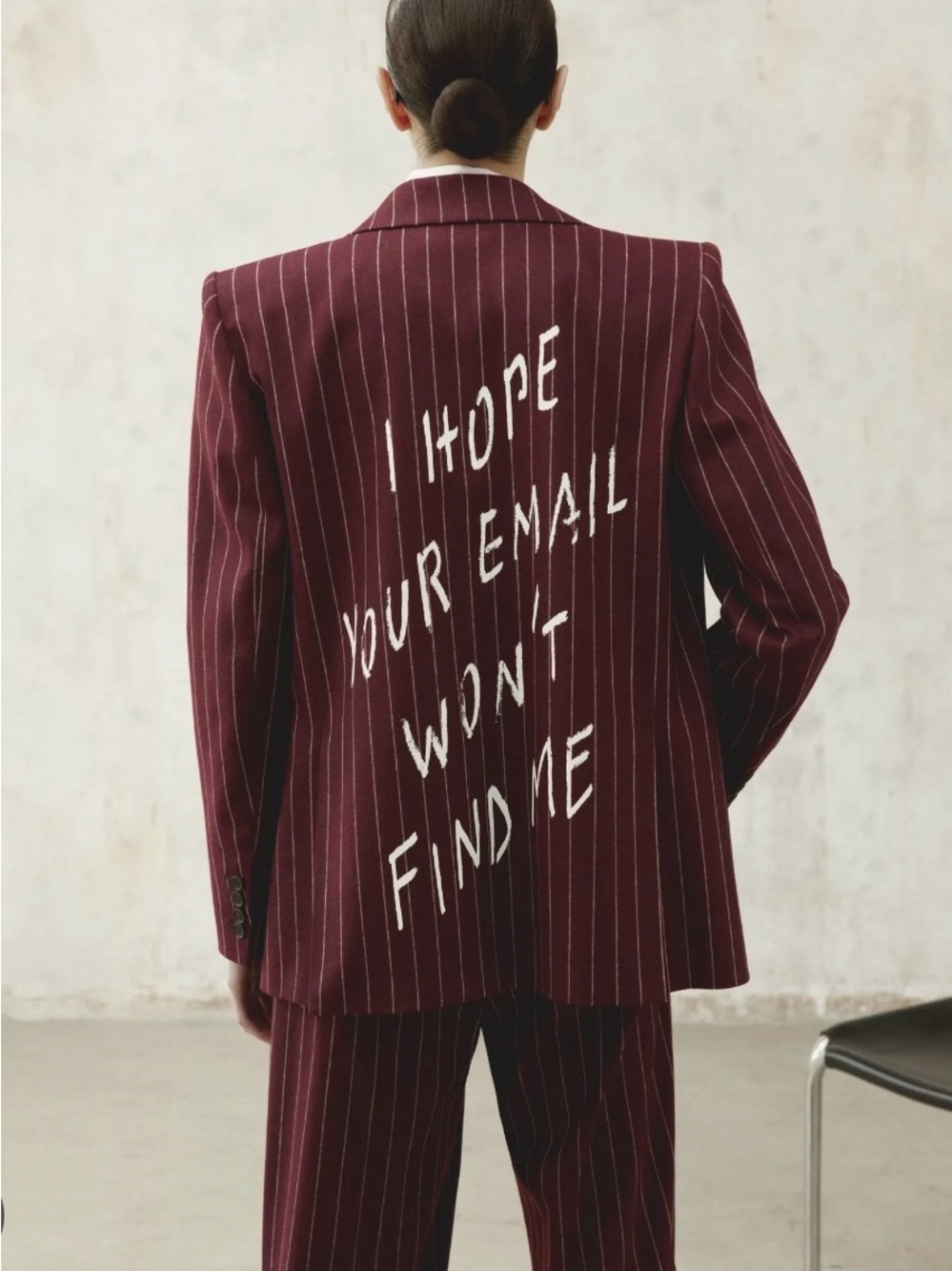 Max & Co. Burgundy Oversized  Pinstripe Double-Breasted Blazer